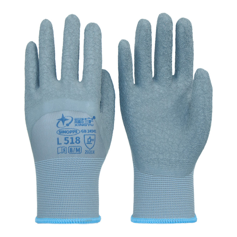 Xingyu L518 guantes estriados de inmersión de protección contra el desgaste de trabajo anti-deslizante de trabajo anti-deslizante de construcción ventilada