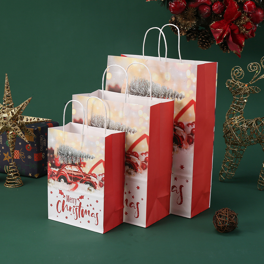 Bolsas de regalo impresas en color bolsas de fiesta de Navidad bolsas de embalaje kraft bolsas de compras al por mayor dulces bolsas de regalo