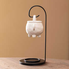 创意铁架陶瓷精油炉扩香器 白色双耳巫婆汤杯香薰炉香精炉扩香炉