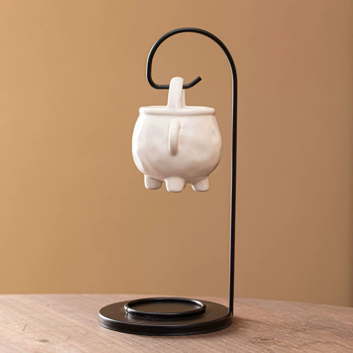 创意铁架陶瓷精油炉扩香器 白色双耳巫婆汤杯香薰炉香精炉扩香炉