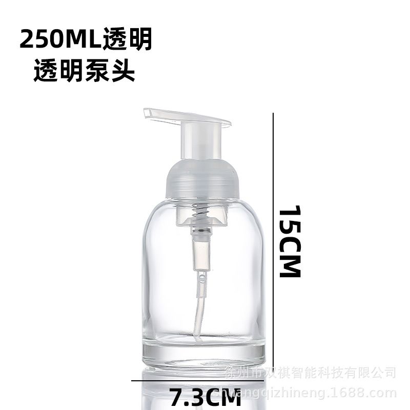Cristal blanco bomba de espuma mano desinfectante botella tipo prensa espuma sub-botella de cristal botella de jabón mousse loción botella al por mayor