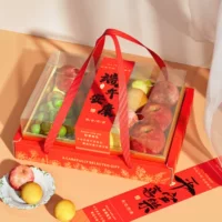 Подарочная коробка-саквояж с красной прозрачной крышкой для цветов, закусок, фруктов, универсальная высококачественная упаковка, пустая коробка для подарков