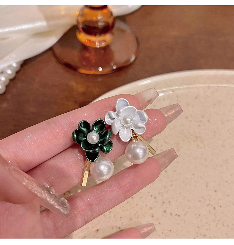 Rhinestones, Pearl Inlay Material Ear Studs Classification 1 Pair IG Style Sweet Flower Inlay Alloy Rhinestones Pearl Ear Studs