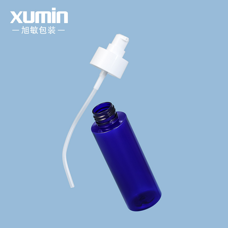 Xumin en stock al por mayor transparente botella de spray para mascotas 100ml botella de loción esmerilado cubierta completa blanco sub-botella de la bomba de presión