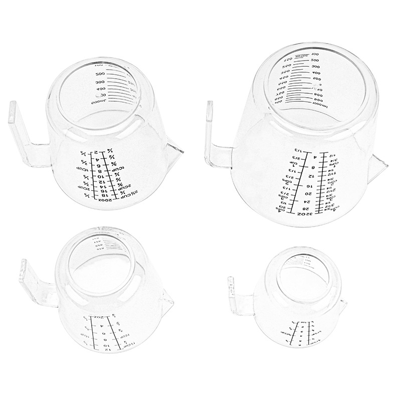 Herramientas para hornear de plástico transparente taza de medición PS taza de medición barril 150/300/600/1000ml Escala de cocina taza