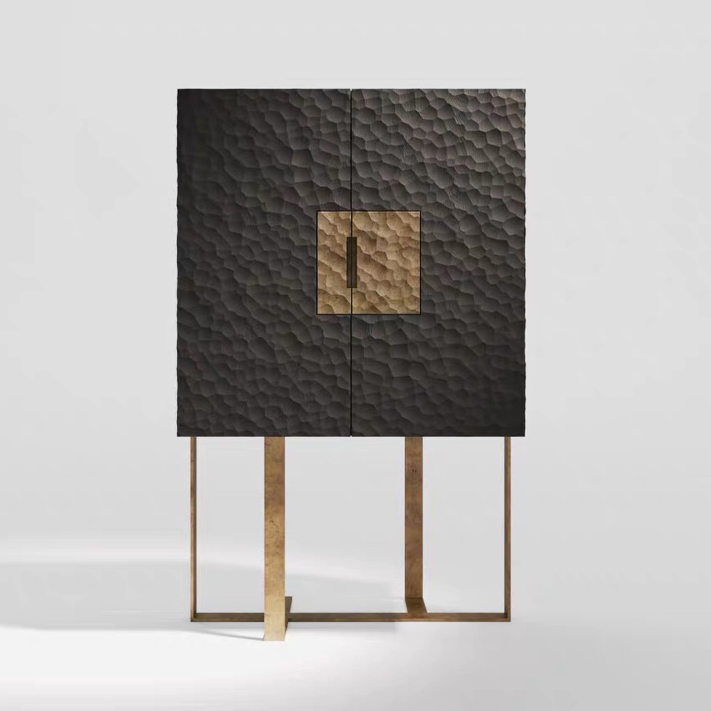 Light Luxury High-End Creative Solid Wood Embossed Wine Cabinet Designer Villa Large Flat Living Room Home Wall Storage Side Cabinet