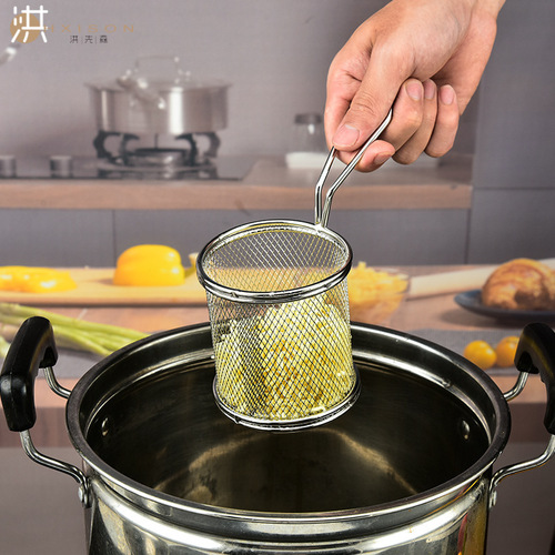 Stainless steel French fries frying basket Snack filter frying net draining grid Western food basket food chicken nuggets frying basket
