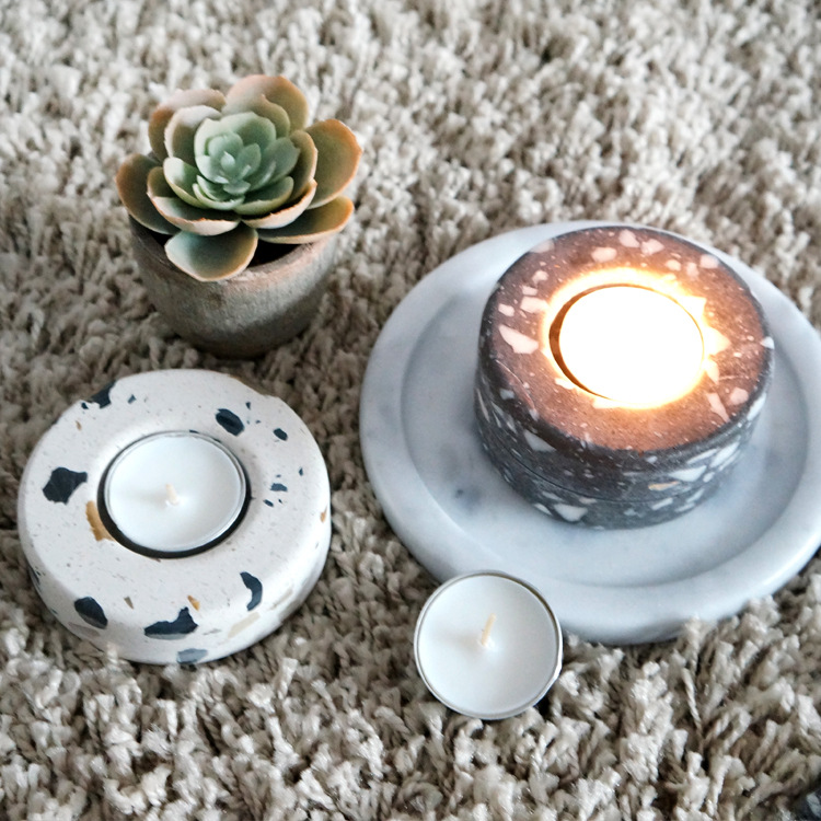 厂家销售现货水磨石烛台居家摆件饰品烛台|ru