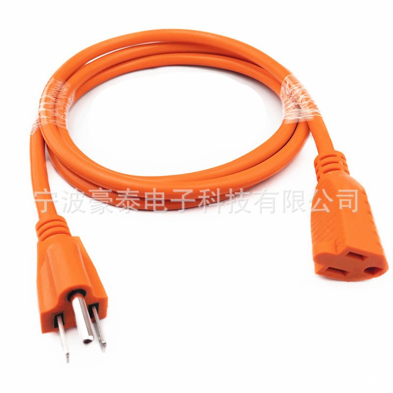 墨西哥电源线美标16AWG母头美式对插美规公母延长线大功率电源线