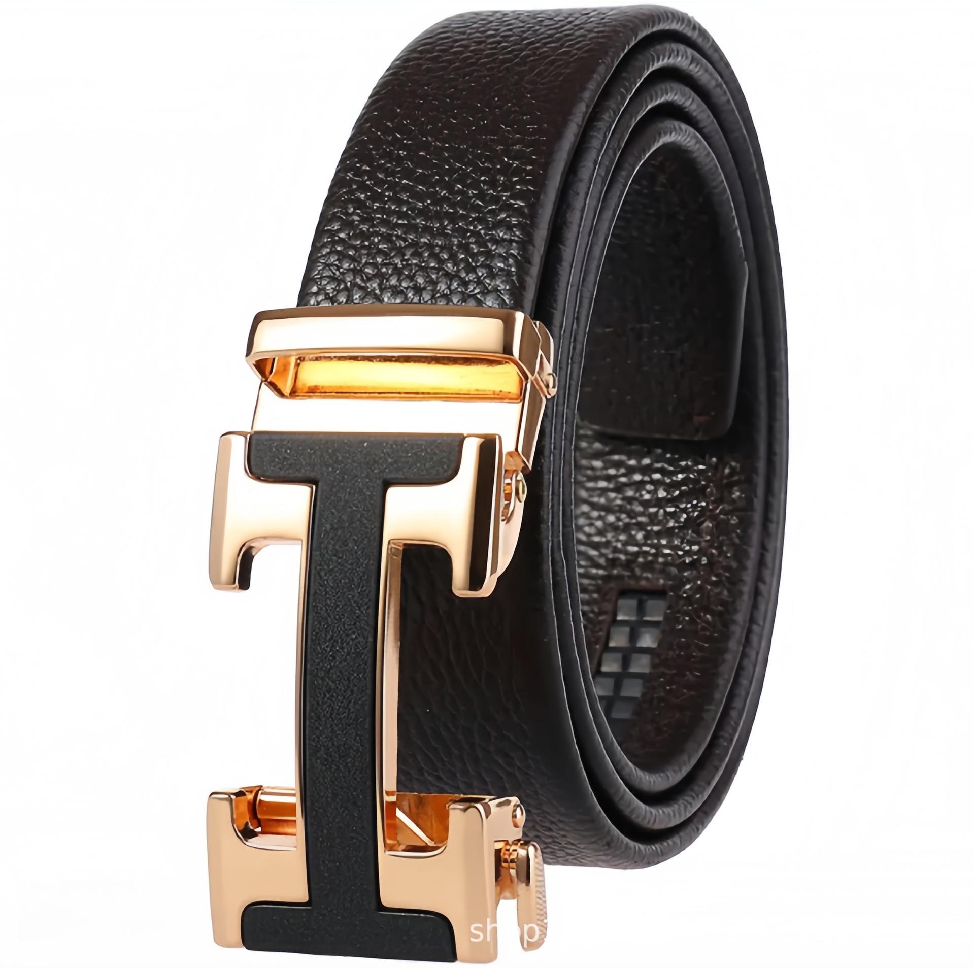 Top-grain Leather Men's Belt with H Buckle Genuine Cowhide Automatic Buckle Youth Simple Fashion Waistband