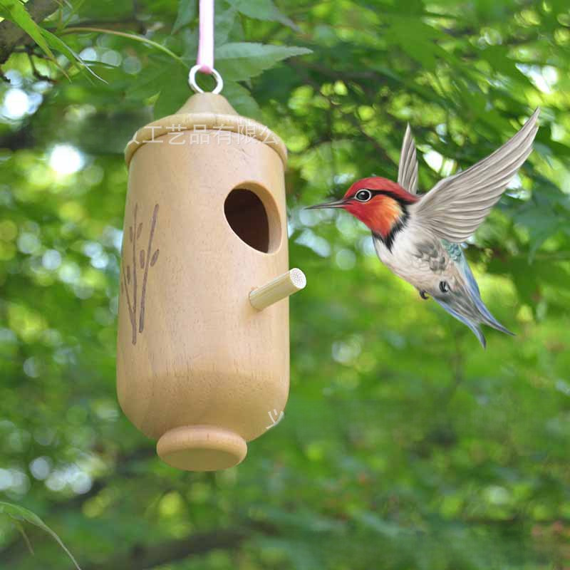 Cross-border hummingbird nest swing bird house, wooden handicraft