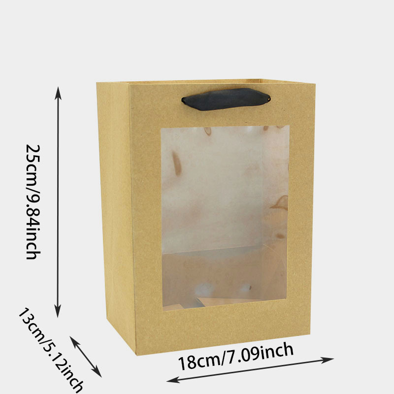 透明开窗手提袋ins节日礼物礼品袋伴手包装袋购物袋白卡纸袋