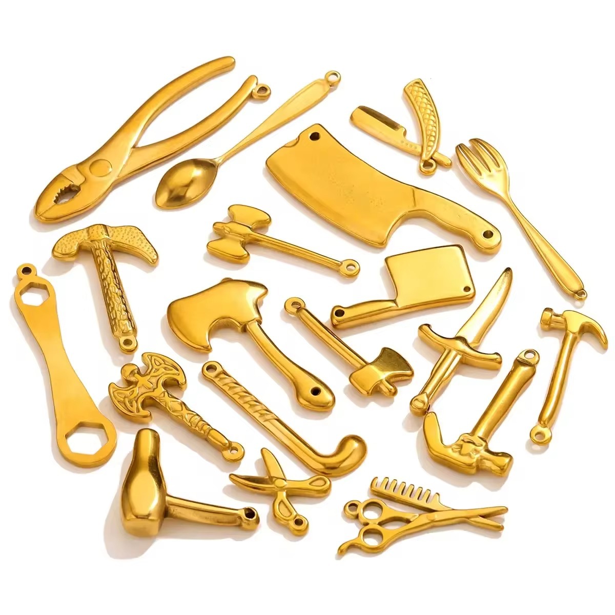 31g Weight Pendant Jewelry Making Type 3 PCS/Package 304 Stainless Steel Scissors Axe Hammer Pendant Pendant
