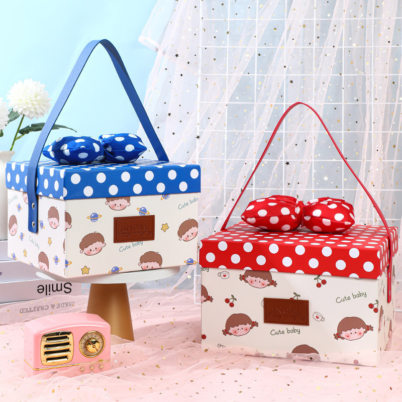 宝宝满月周岁礼盒幼儿园蝴蝶结卡通糖盒礼物包装盒十岁生日伴手礼