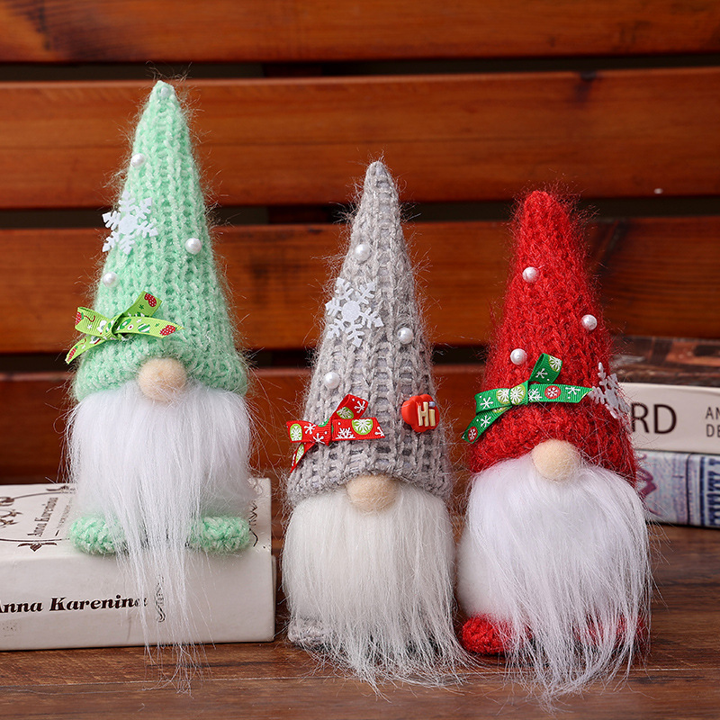 巧鼎の新しいタイプのクリスマスの装飾品のニット帽の小人のルドルフの公仔の顔のない人形のショーウインドーの置物の卸売り|undefined