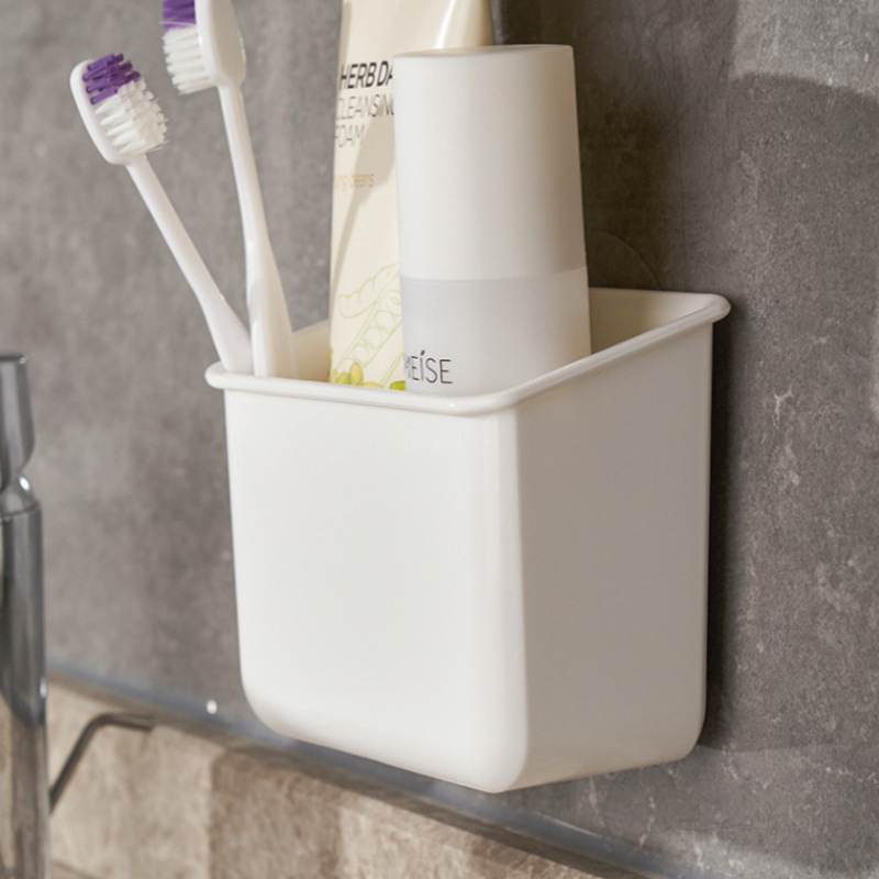 爆款热销浴室收纳盒卫生间免打孔壁挂收纳架餐具收纳筒置物架1006