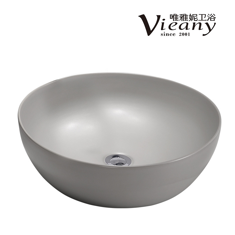 Los fabricantes de la marca italiana de una sola pieza entrega de artículos sanitarios Mesa gris mate cuenca redonda pequeña cuenca de cerámica