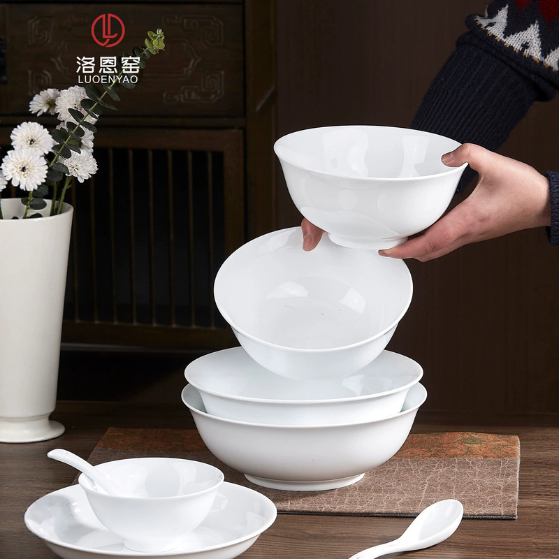 White Porcelain Tableware Set 2025 New Chinoiserie Underglaze Color Jingdezhen Simple High White Porcelain Dishes Manufacturer Wholesale White Porcelain Tableware Set 2025 New Chinoiserie Underglaze Color Jingdezhen Simple High White Porcelain Dishes Manufacturer Wholesale