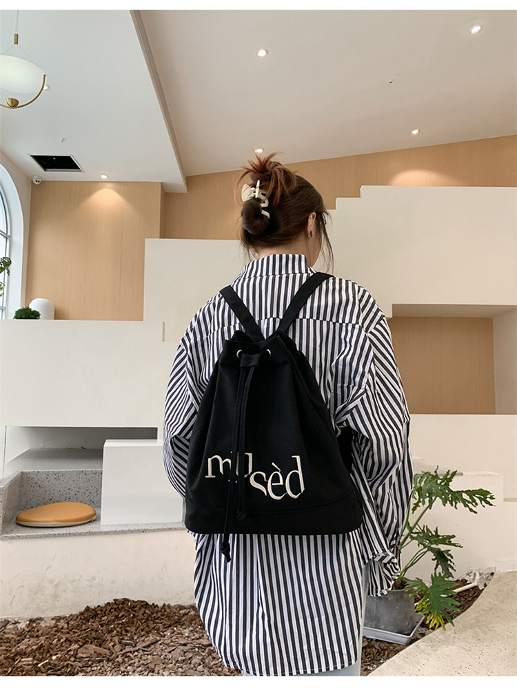 Korean Version New Backpack Simple Letter Printed Canvas Bag Portable Large-capacity Shopping Bag display picture 3