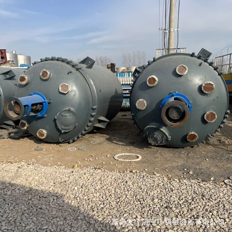 二手搪瓷反应釜 不锈钢外盘管热熔胶反应釜电加热反应罐 搪瓷储罐