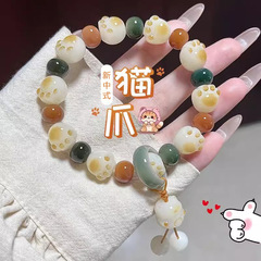 Ins風猫爪ビーズブレスレット女性趣味百合デザイン感盤遊び手串指菩提子手飾り卸売り