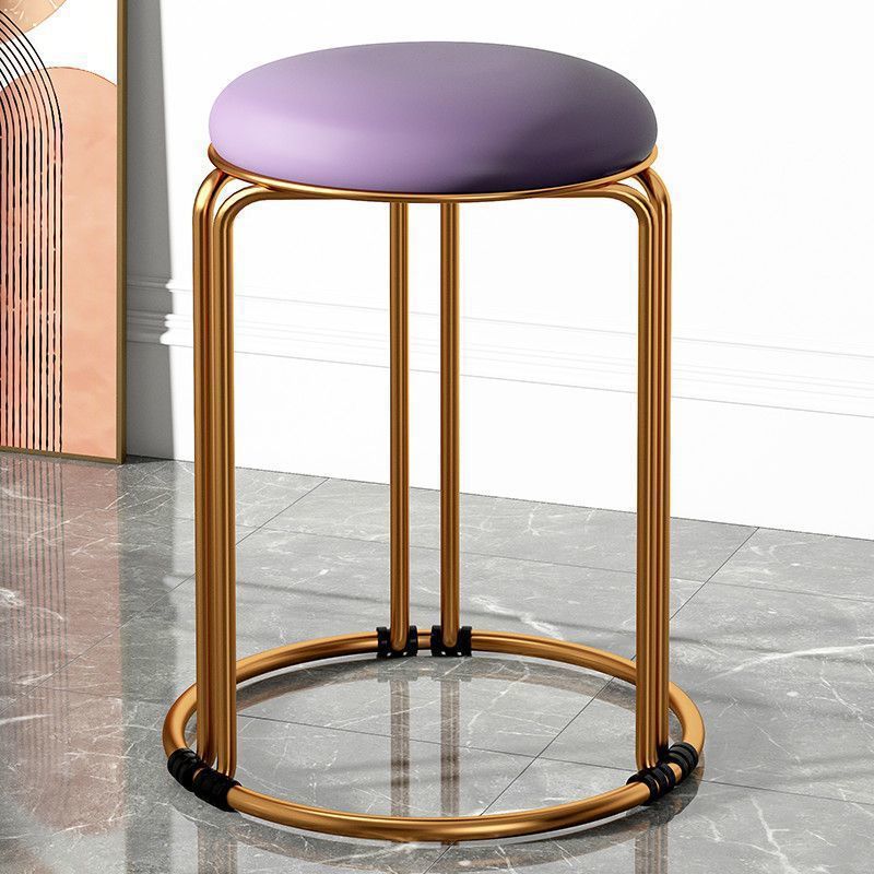 [굵은 6열 솔리드 스틸바-골드다리] 퍼플-가죽