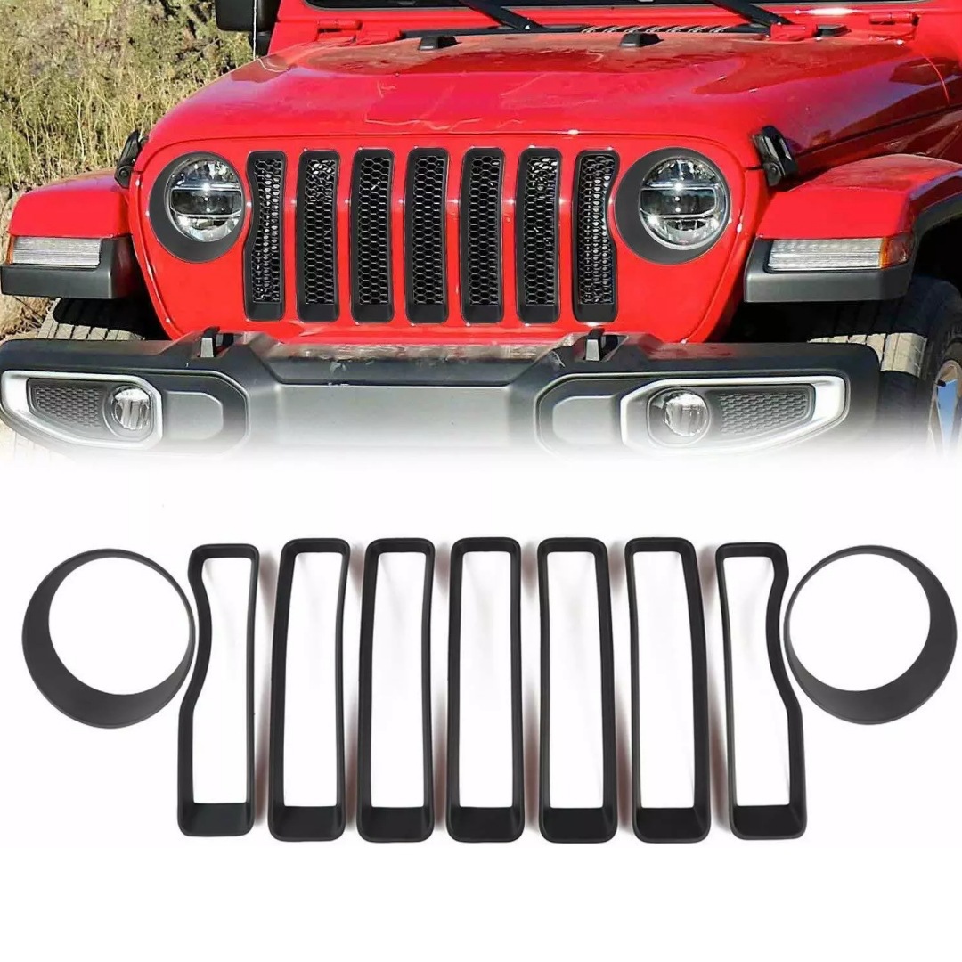 Suitable for 2018 New Wrangler Jl Modification Parts Jl Modified Headlight Ring Center Net Ring Modified Exterior Parts