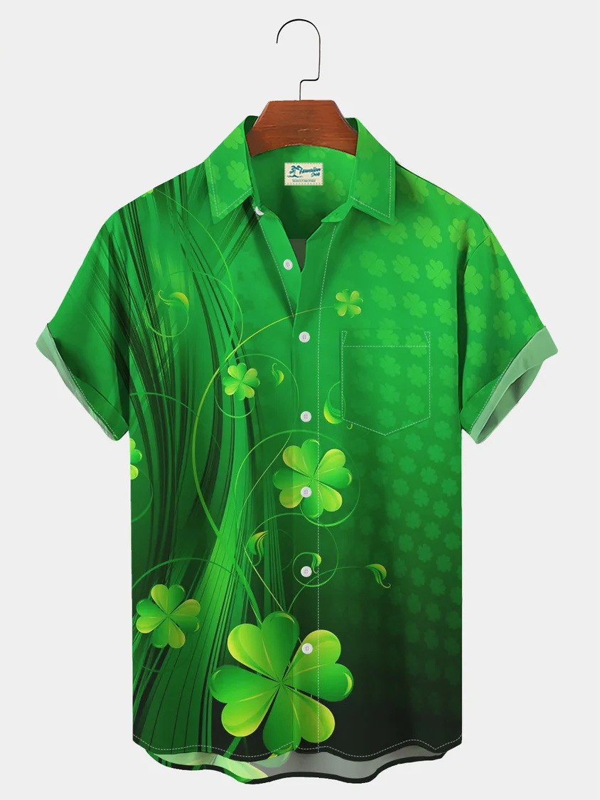 Estación independiente transfronteriza verano nueva camisa impresa digital para hombres tendencia de moda top hawaiano de solapa de manga corta