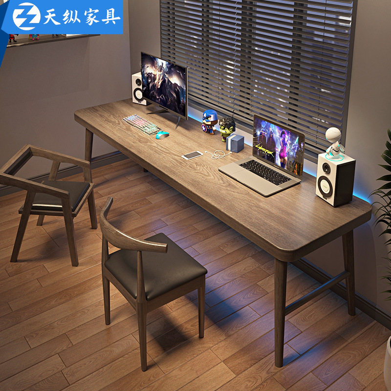 Superior American Solid Wood Double Desktop Computer Desk for Wholesale, Home Use, Student Learning Desk, Writing Desk, Bedroom Office Desk