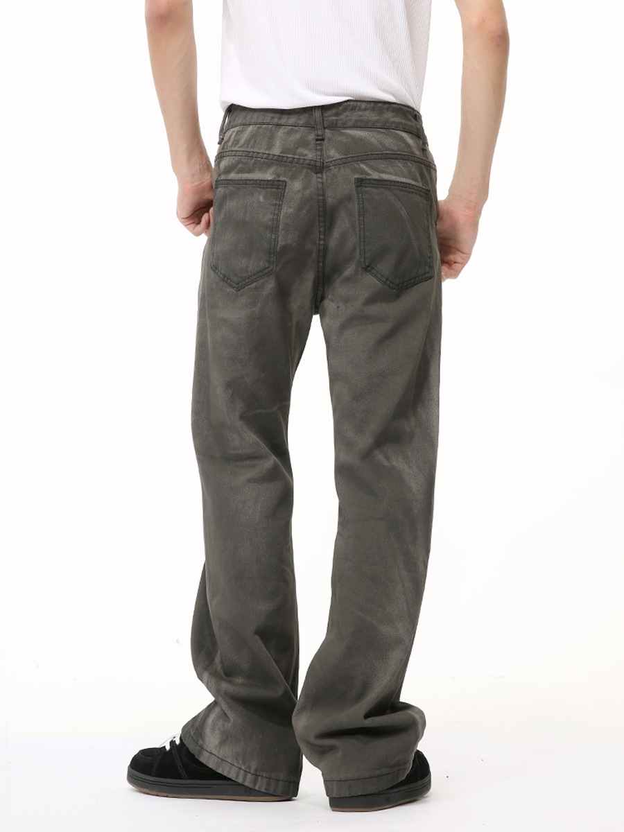 MTLCLOTHES Hombres| 2024 verano nuevos productos de alta calle gris negro gradiente de bolsillo inclinado decoración jeans