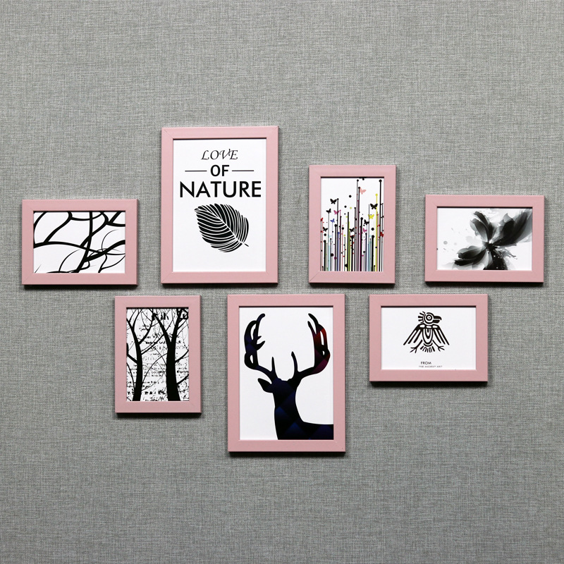Pequeña pared Nórdico decorativo foto pared Punch-libre pared decorativo foto marco dormitorio colgante de pared marco de fotos ins marco de fotos