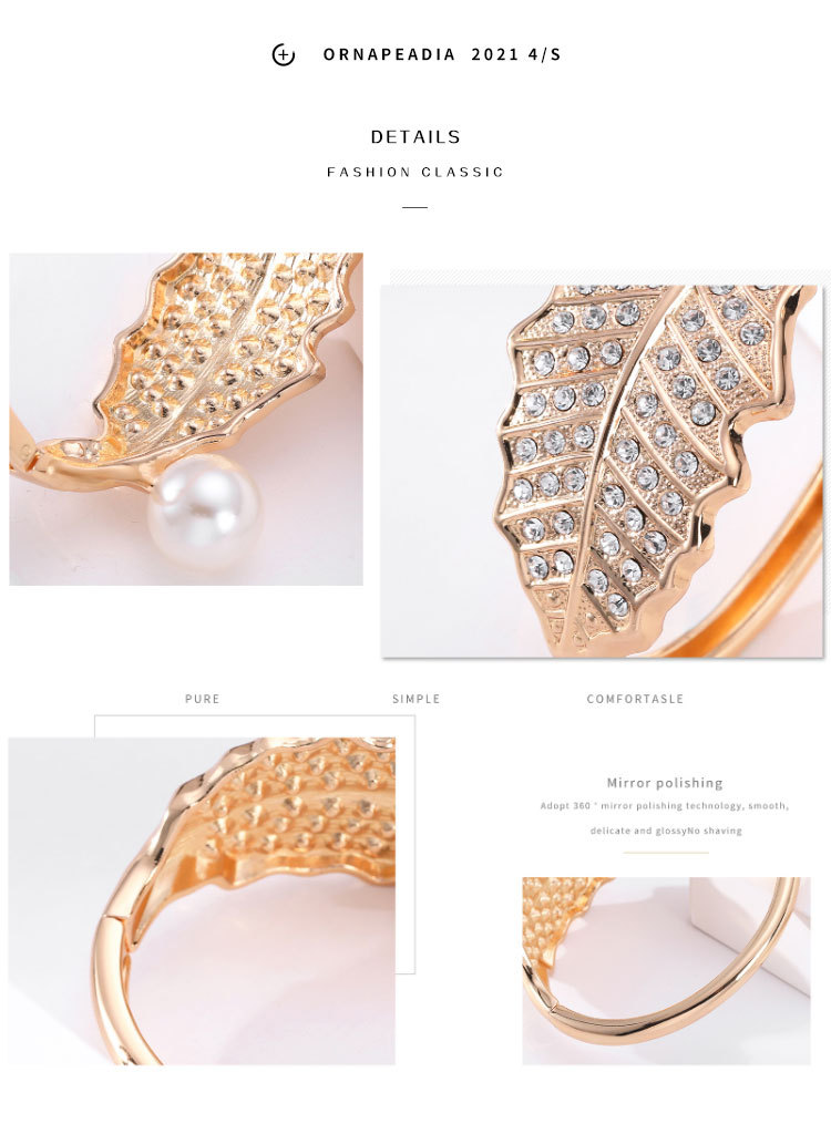 Fashion Leaf Pearl Alloy Bracelet Wholesale display picture 4