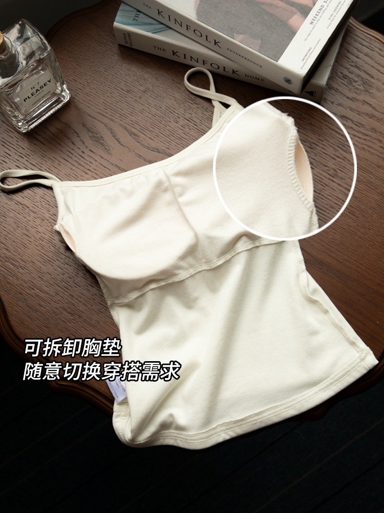 现货漫画胸外扩美背吊带夏修身带胸垫背心女小胸显大打底内搭上衣