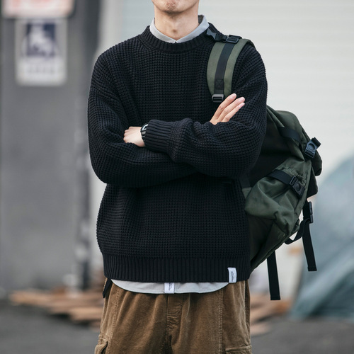 Heavyweight 800g winter sweater, men's thick sweater, Korean style, fashionable loose solid color casual interior couple's coat