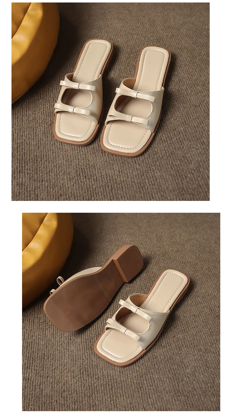 Women's Casual Commute Solid Color Bowknot Square Toe Slides Slippers display picture 17