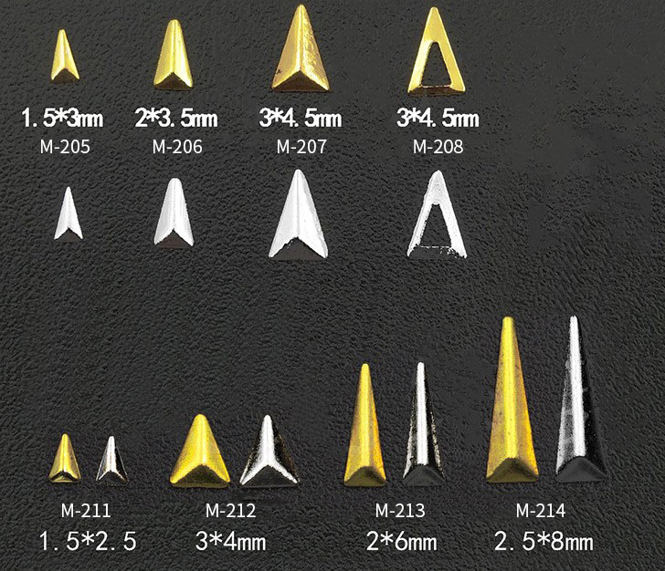 Nail Art Rivets Hollow Pointed Triangle Three-Dimensional Long Triangular Nail Nest Nail Metal Patch Willow Nail Accessories