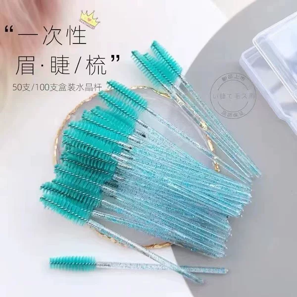 Crystal spiral eyelash brush small ultra-fine eyelash grafting makeup short color disposable eyelash comb eyebrow brush barrel