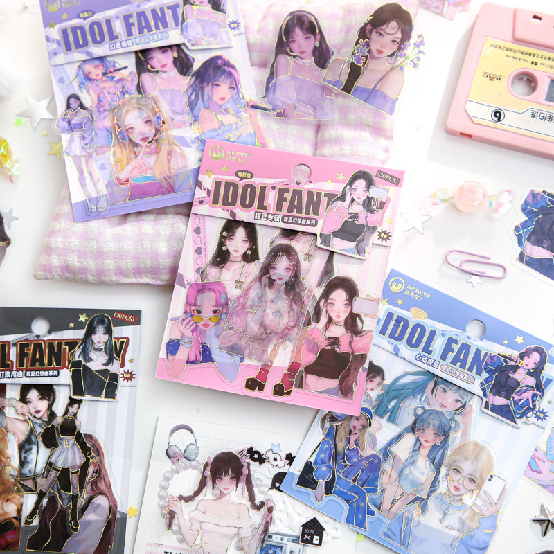 Paquete de pegatinas Mr. Paper Serie Idol Fantasia Tema de personaje Película de corte Material de cuenta de mano Paquete de pegatinas decorativas