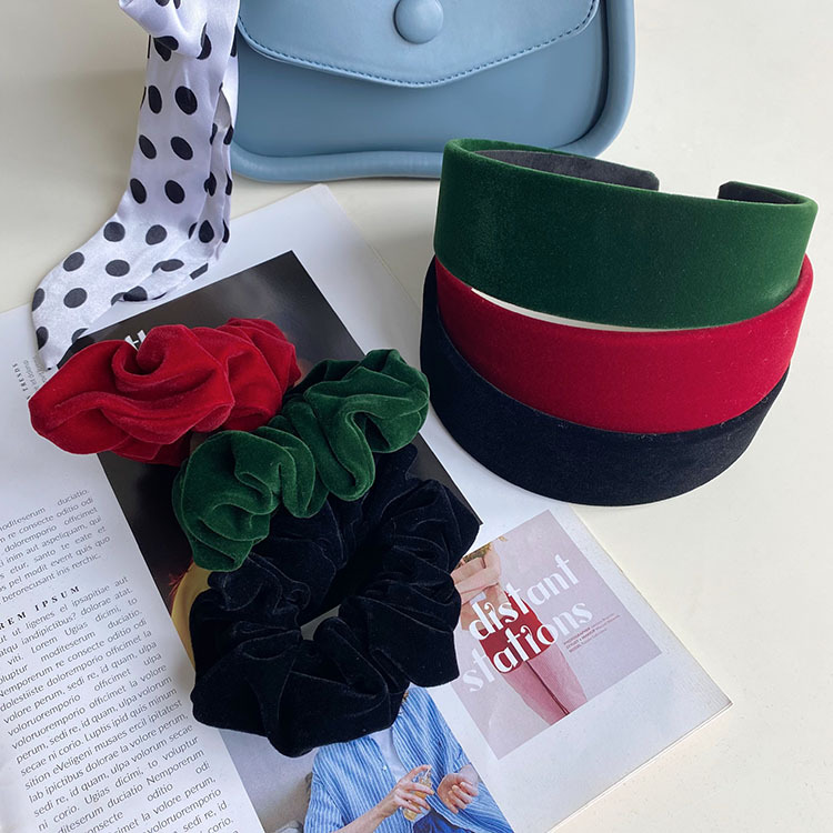 U Shape, Plaid Pattern Wholesale Korean Velvet Broad-brimmed Hair Band Fold Hair Scrunchies Nihaojewelry