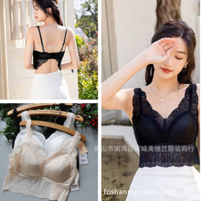 清库存 丽维 女短款性感蕾丝美背文胸一体式吊带背心夏季内搭3037