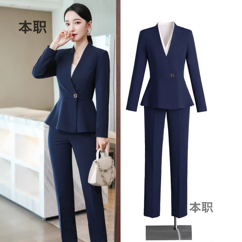 [Work Clothes That Make You Look Taller] Professional Suit Set for Women, Spring and Autumn, Jewelry Store, Hotel Workwear, Beauty Salon Work Clothes