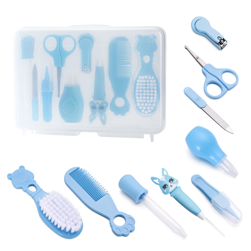 Comercio exterior Juego de cuidado de bebés Cortaúñas para bebés Herramientas de cuidado de cepillos de dientes Peine Cepillo Caja de almacenamiento Juego de 9 piezas image 11