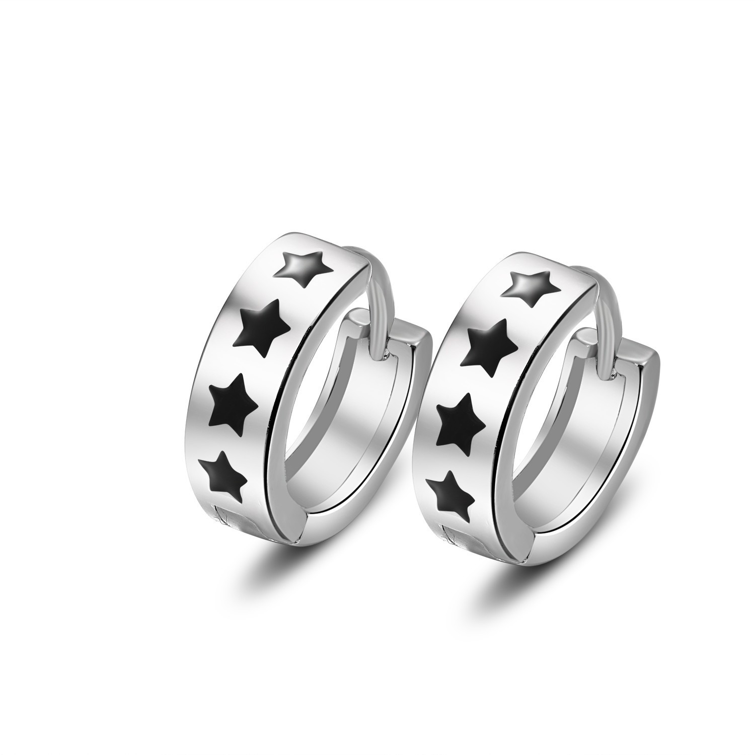 Black Pentagram Earrings Mens and Womens Earrings New Light Luxury Cold Style Personality Epoxy Stud Earringspicture2