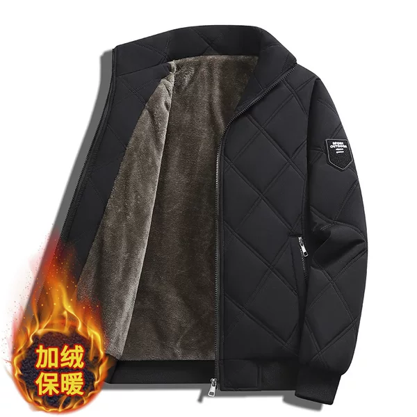 New oversized cotton-padded jacket, specially designed for cross-border sales, plus-size men's winter coat with a stand-up collar, fleece lining, and extra thickness for warmth