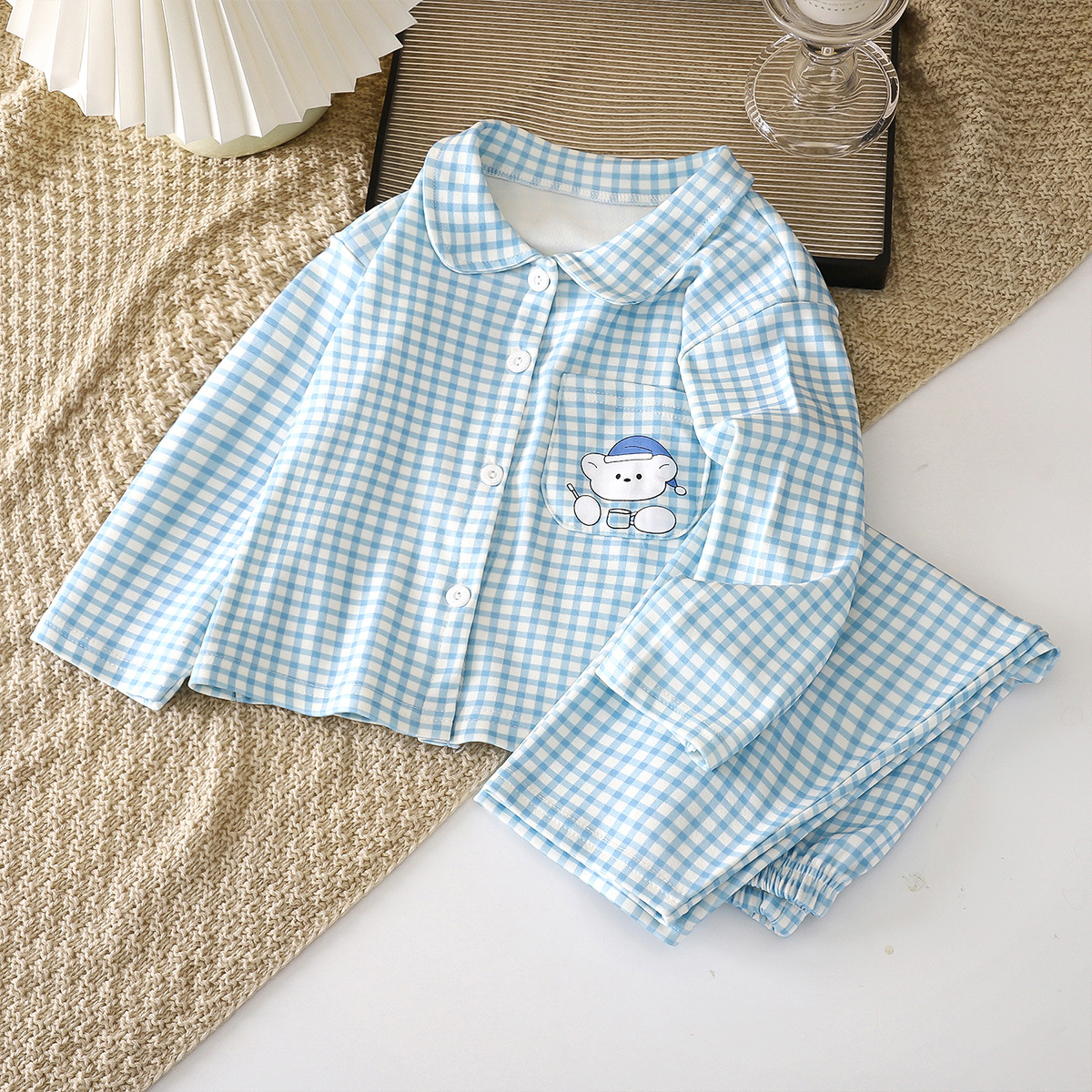 Ropa de hogar para niños otoño nuevo niño niñas Cardigan de lana 2025 pantalones de mangas largas pijamas estrictamente seleccionados enlaces