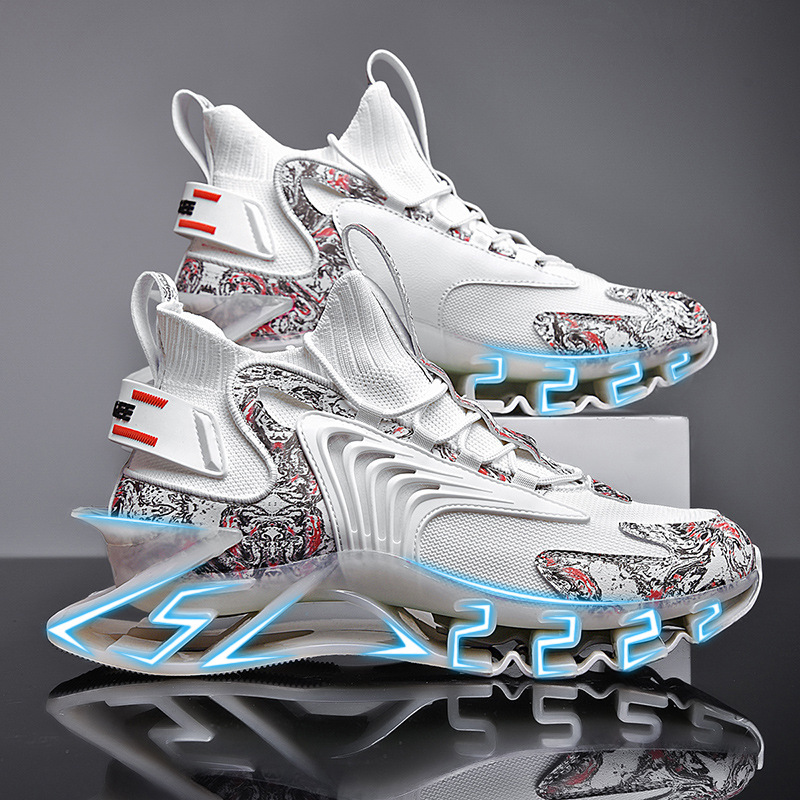 2026 New Spring Large Size Men's Shoes, Blade Shock-Absorbing Breathable Trendy Shoes, Thin Mesh Height-Increasing Running Sneakers