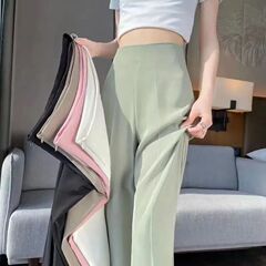 サイドファスナーのマイクロラッパズボンの女性の夏の新型のハイウエストの垂れ下がった感じはやせています。