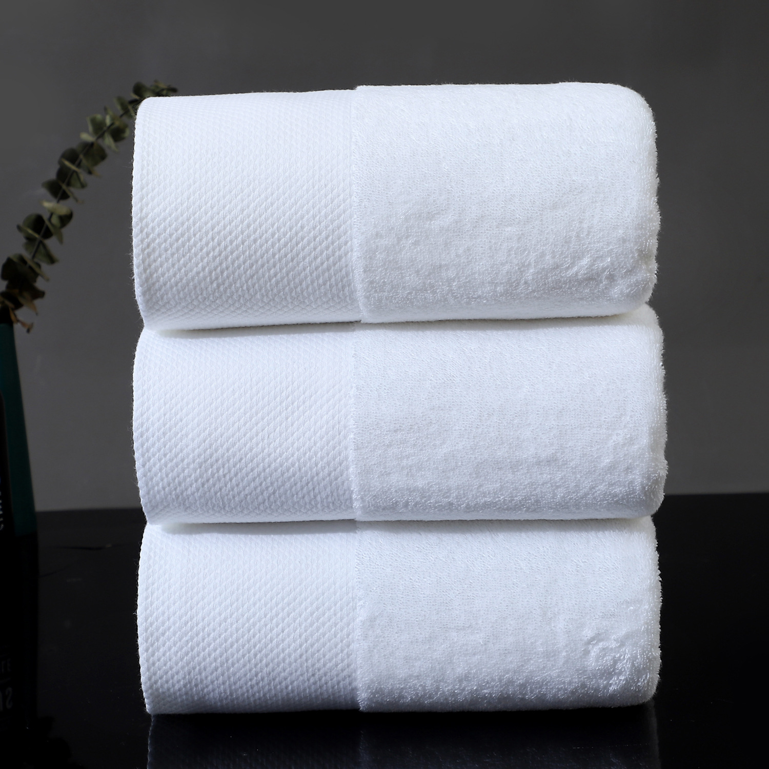 Hotel de cinco estrellas toallas de algodón blanco fábrica de Gaoyang al por mayor hotel residencial LOGO baño completo