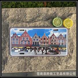 外贸定制美规车牌马口铁写字板金属铭牌铝牌凹凸字车牌马口铁冰箱