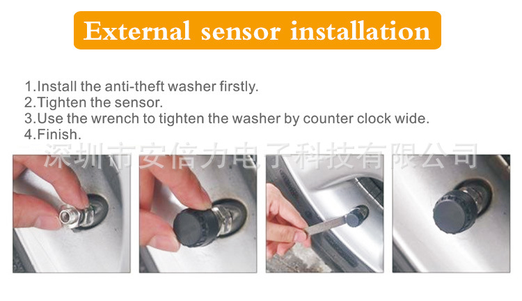 New Solar-Powered Car Tire Pressure Detector with External 4-Wheel Real-Time Tire Pressure Display and Tire Pressure Monitor